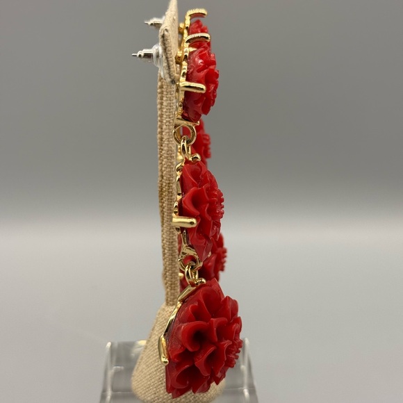Stunning Kenneth Jay Lane Large Flowers Drop Earrings - Picture 2 of 7